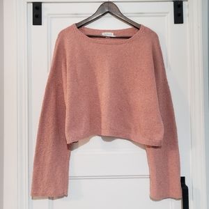 Velvet Graham + Spencer Womens XL Nabi Knit Crop Boxy Sweater Long Sleeve Pink
